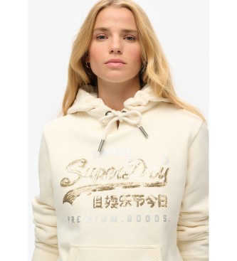 Superdry Sudadera grfica con capucha con adornos y logotipo Vintage blanco