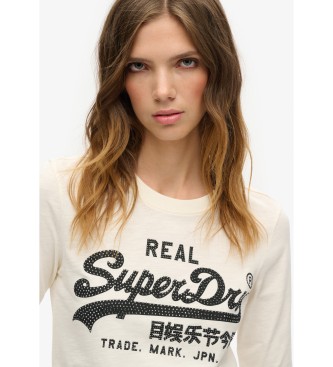 Superdry T-shirt grfica com adornos e logtipo Vintage branco