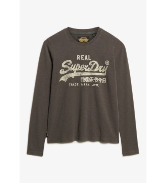 Superdry T-shirt marrone con logo vintage impreziosito