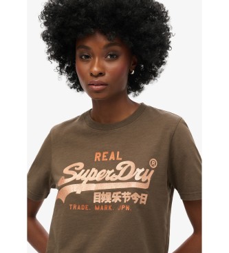 Superdry T-shirt VL et bordures marron