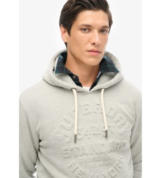 Superdry Sudadera grfica con capucha y logotipo en relieve gris