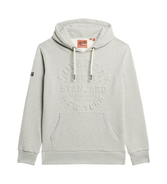 Superdry Sweat graphique  capuche avec logo emboss gris