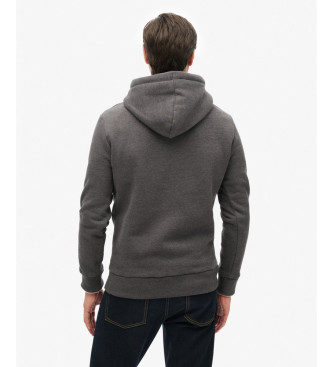 Superdry Sudadera grfica con capucha y logotipo en relieve gris oscuro