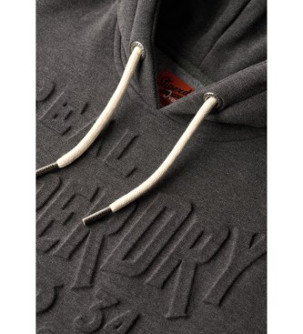 Superdry Sudadera grfica con capucha y logotipo en relieve gris oscuro