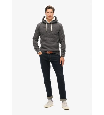 Superdry Sudadera grfica con capucha y logotipo en relieve gris oscuro