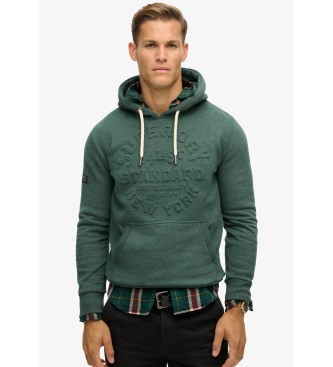 Superdry Grafisk sweatshirt med huva och prglad logotyp grn