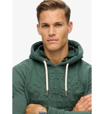 Superdry Felpa con cappuccio grafica con logo in rilievo verde