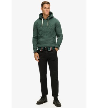 Superdry Sweatshirt com capuz grfica com logtipo em relevo verde