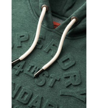 Superdry Grafisch sweatshirt met capuchon en logo in relif groen