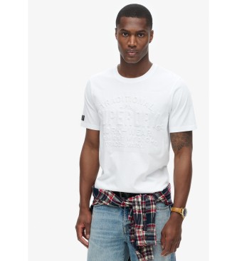 Superdry Camiseta grfica con logotipo en relieve blanco