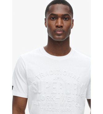 Superdry Camiseta grfica con logotipo en relieve blanco