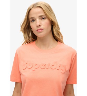 Superdry T-shirt con logo in rilievo color corallo