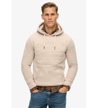 Superdry Hooded sweatshirt with beige embossed graphics