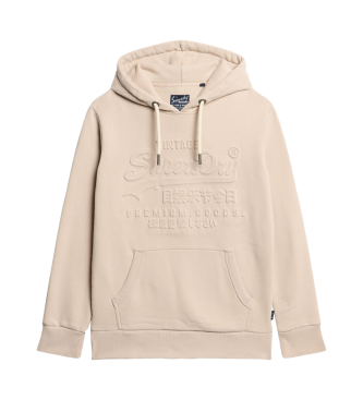 Superdry Hooded sweatshirt with beige embossed graphics