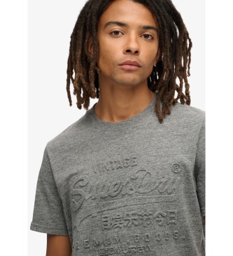 Superdry Grijs grafisch T-shirt met relif