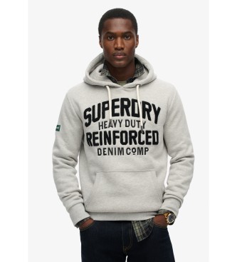 Superdry Bluza z kapturem i wyszywaną grafiką Script w kolorze szarym