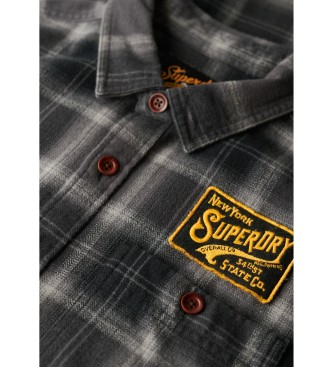 Superdry Kariertes besticktes berhemd schwarz