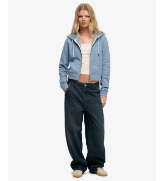 Superdry Essential Logo Cropped blue sweatshirt