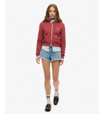 Superdry Sweatshirt Essential Logo Cropped Ziphood bordeauxrood