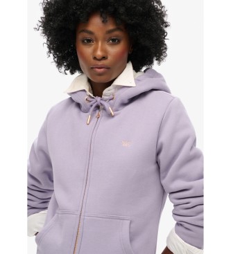 Superdry Sweatshirt Essential Borg Gevoerd Ritssluiting lila