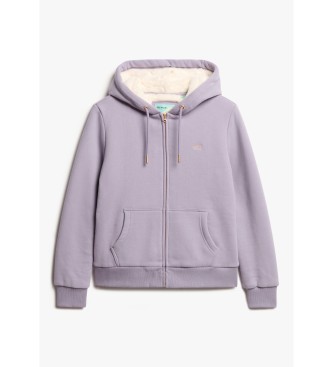 Superdry Sweatshirt Essential Borg Gevoerd Ritssluiting lila