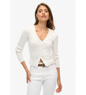 Superdry Camiseta de manga larga con botones Essential blanco