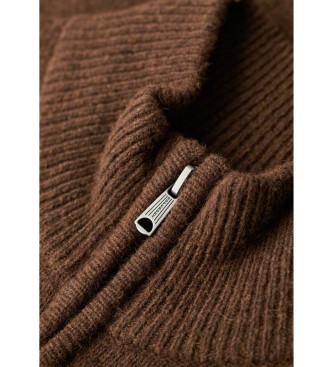 Superdry Haftowany sweter Essential brązowy