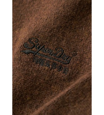 Superdry Haftowany sweter Essential brązowy