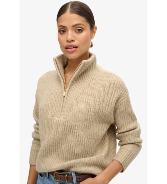 Superdry Essentile beige pullover met rits