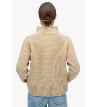 Superdry Essentile beige pullover met rits