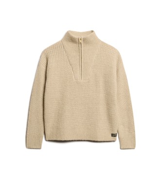 Superdry Essential beige zip neck pullover