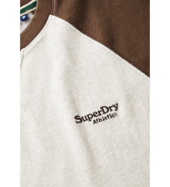 Superdry T-shirt da baseball a maniche lunghe con logo Essential Bianca, Verde