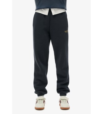 Superdry Pantaloni jogger con orlo elastico con logo essenziale blu scuro