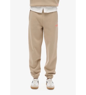 Superdry Pantaln Jogger de bajos elsticos con logotipo Essential beige