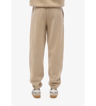 Superdry Joggingbukser med elastik i bunden og beige Essential-logo