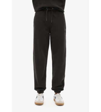 Superdry Pantaloni jogger con orlo elastico con logo Essential nero