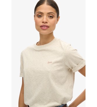 Superdry T-shirt met geborduurd logo Essential beige