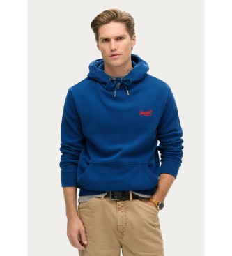 Superdry Sweatshirt med huva och logotyp Essential blue