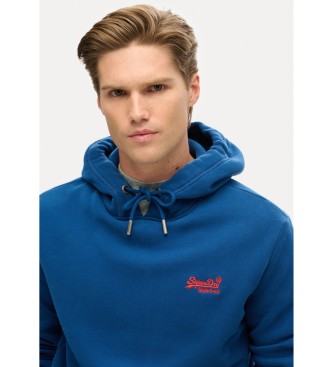 Superdry Sweatshirt med huva och logotyp Essential blue