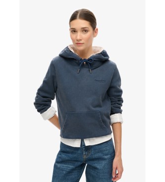 Superdry Kapuzensweatshirt aus halbem Fleece mit navyfarbenem Essential-Logo