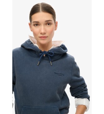 Superdry Kapuzensweatshirt aus halbem Fleece mit navyfarbenem Essential-Logo