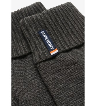 Superdry Gestrickte Handschuhe mit grauem Essential-Logo