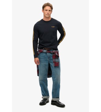 Superdry Essential Logotip Retro St Ls majica mornarsko modra