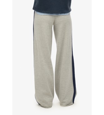 Superdry Ravne jogger hlače z logotipom Essential sive barve