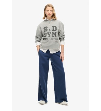 Superdry Proste spodnie joggery z logo Essential granatowe