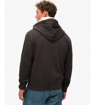 Superdry Washed sweatshirt with zip hood and logo Essential  brown