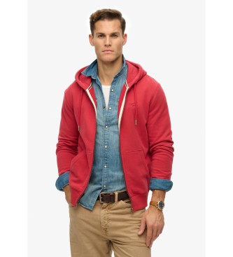 Superdry Moletom com capuz Essential Logo Zip vermelho