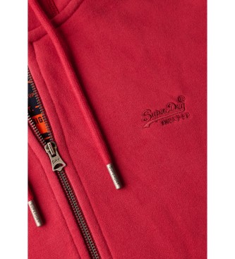 Superdry Moletom com capuz Essential Logo Zip vermelho