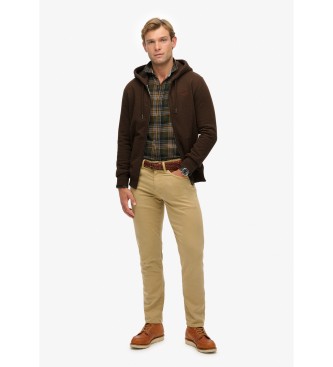 Superdry Bluza z kapturem Essential Logo Zip brązowa