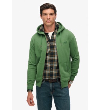 Superdry Casaco com capuz com fecho de correr com logtipo essencial HB verde